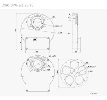 ZWO EFW-5x1.25-25